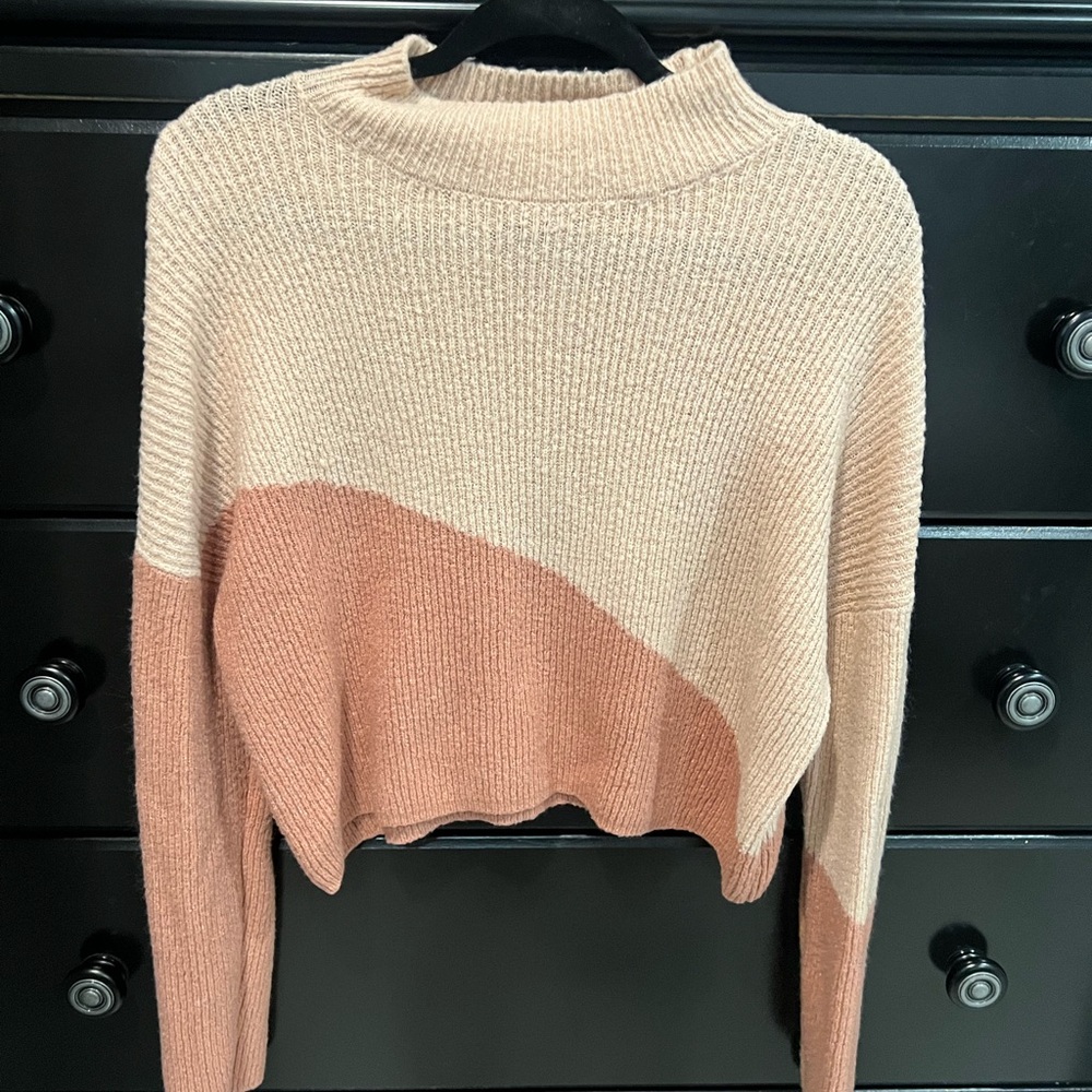 Planet Gold Blush and Cream Turtleneck Sweater